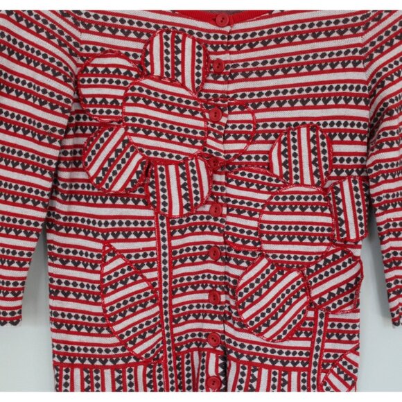 Vintage MOTH Anthropologie Lovelorn Cardigan Red Hearts Sweater, Size S Small XS - Picture 4 of 8